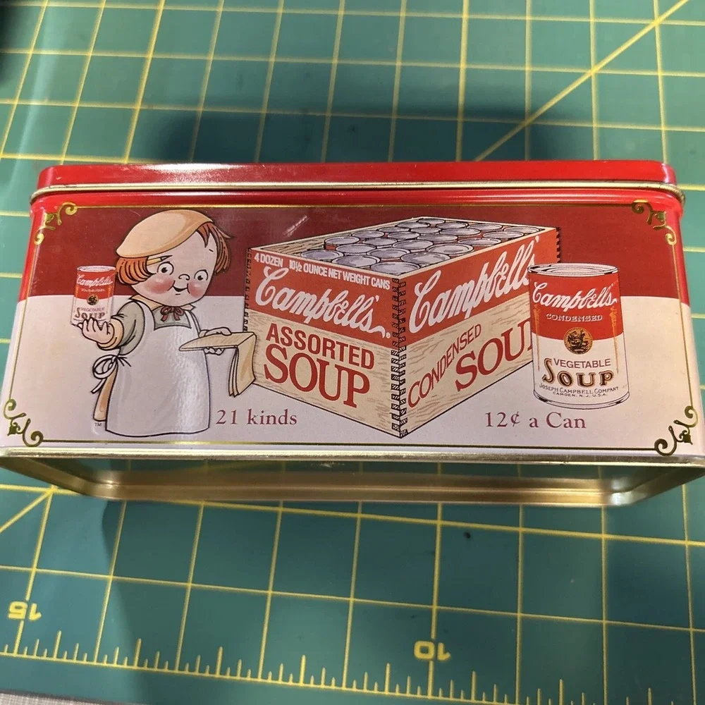 Vintage Campbell's Soup Metal Collectible Tin 12cents A Can 21 Kinds Cute!